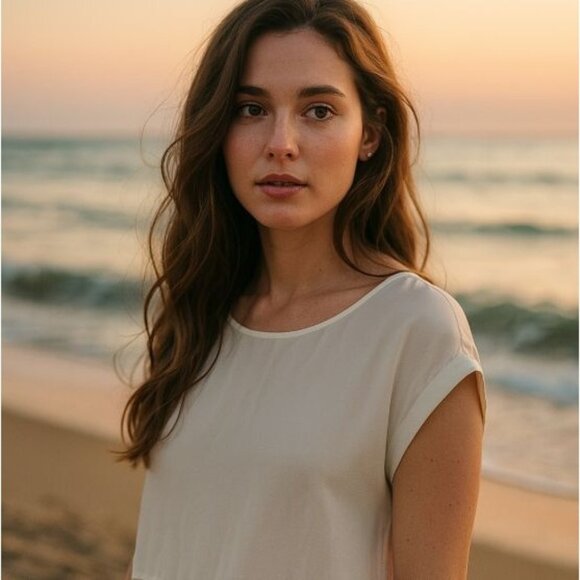 Elizabeth & James Womens Silk Ivory Minimalist Top XS Romantic Sheer Elegant Chi - Picture 1 of 7